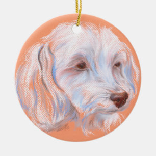 Adorno De Cerámica Arte Maltipoo Dog Pastel