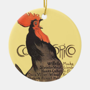 Adorno De Cerámica Arte Nouveau Francés Gallo Vintage Steinlen