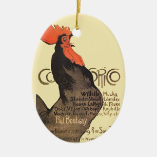 Adorno De Cerámica Arte Nouveau Francés Gallo Vintage Steinlen