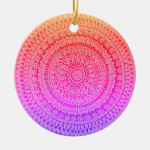Adorno De Cerámica Arte Original de Mandala Multicolor