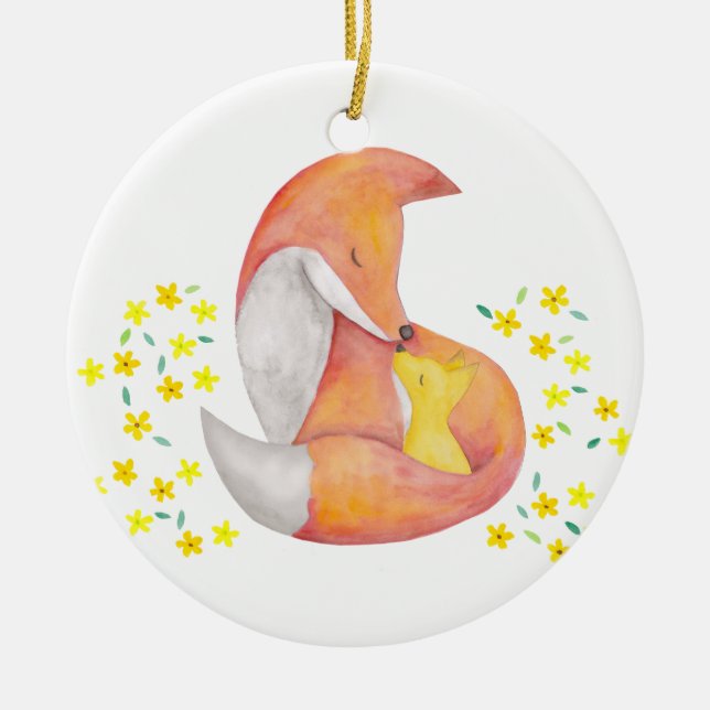 Adorno De Cerámica Arte personalizado primer navidad del Fox del (Frente)