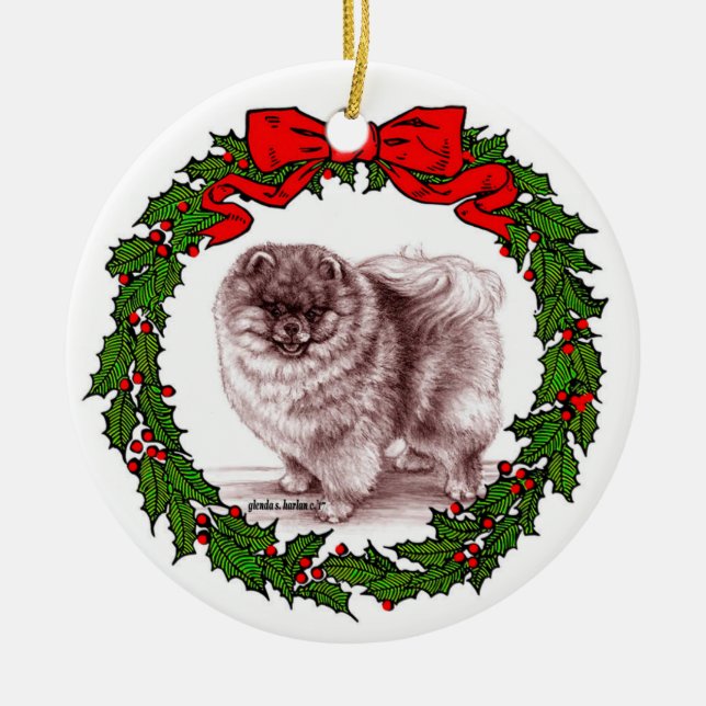 Adorno De Cerámica Arte pomeraniano rojo de Glenda S. Harlan (Frente)