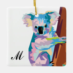 Adorno De Cerámica Arte pop colorido Koala Monogramado