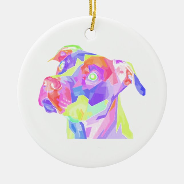 Adorno De Cerámica Arte pop norteamericano Pitbull Terrier (Frente)