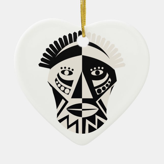 Adorno De Cerámica Arte popular primitivo de la máscara africana (Frente)