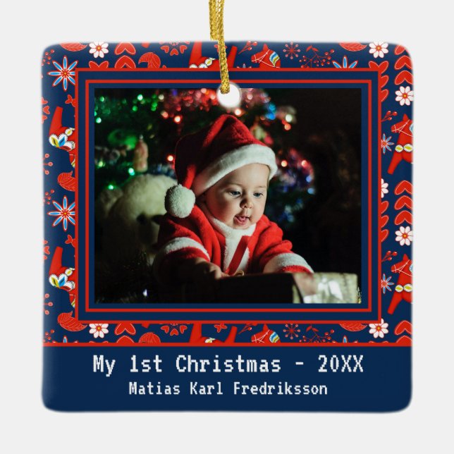 Adorno De Cerámica Arte Popular Rojo Sueco Dala Caballo Mis primeros  (Anverso)