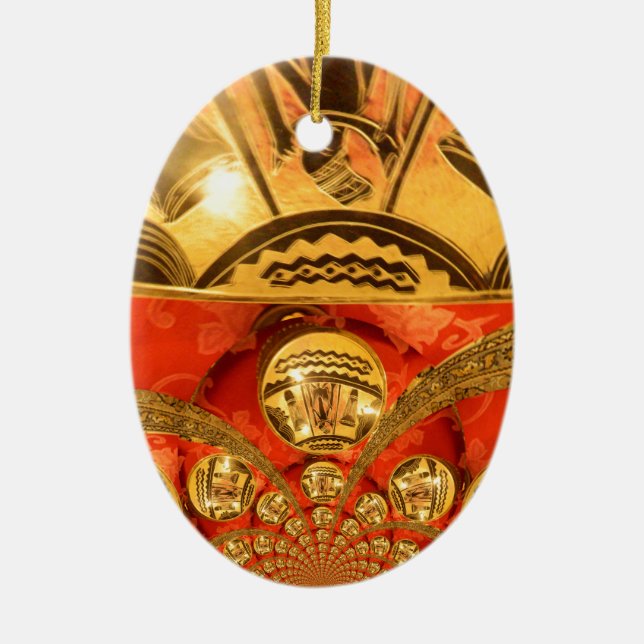 Adorno De Cerámica Arte tradicional africano rojo dorado (Frente)