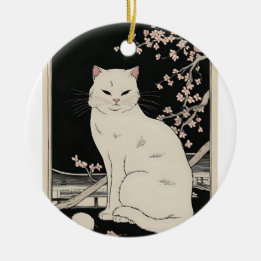 Adorno De Cerámica Arte ukiyo y gato japonés