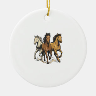 Adorno De Cerámica Arte vectorial de caballos corriendo vintage_1