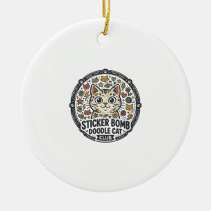 Adorno De Cerámica Arte vectorial de gato garabato bomba de pegatina 