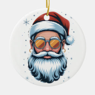 Adorno De Cerámica Arte vectorial moderno de Santa Claus con gafas de