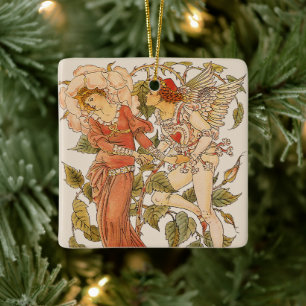 Adorno De Cerámica Arte Victoriano Antiguo, Rosa por Walter Crane