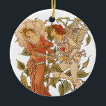 Adorno De Cerámica Arte victoriano vintage, Rosa de Walter Crane<br><div class="desc">Ilustracion Vintage Diseño de cuento de hadas de amor y romance victoriano titulado Rosa por el artista Walter Crane,  1889. Cupid está tratando de besar a una mujer tímida. La mujer se parece a Thumbelina. Y la flor del amor es el Rosa ruborizante. La Reina del jardín está cerca.</div>