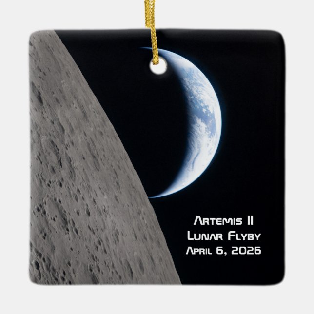 Adorno De Cerámica Artemis II Lunar Flyby (Anverso)