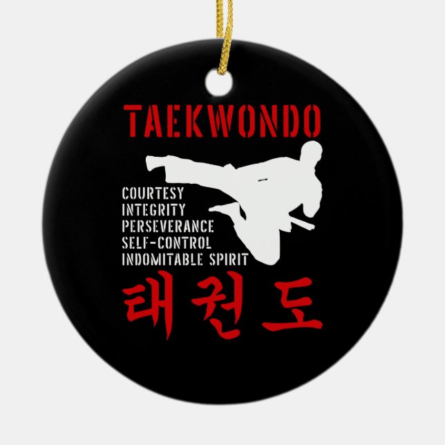 Adorno De Cerámica Artes marciales de Taekwondo (Frente)