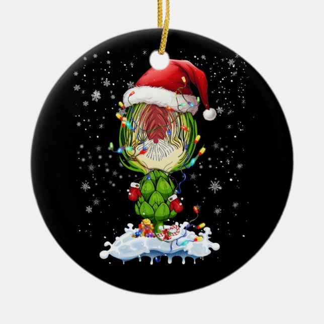 Adorno De Cerámica Artichoke Lover Lughing Xmas Santa Artichoke Chris (Frente)