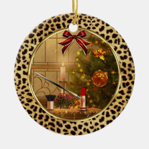Adorno De Cerámica Artista de maquillaje Cheetah Impresión Ornamita 