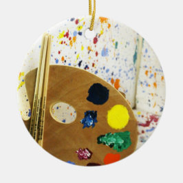 Adorno De Cerámica Artistas salpican pintura y paleta de pintura