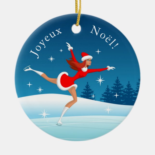 Adorno De Cerámica Artistique de patinage joyeux Noël Ornament (Frente)