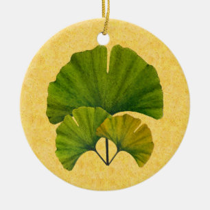 Adorno De Cerámica Arts and Crafts Ginkgo Leaves Design