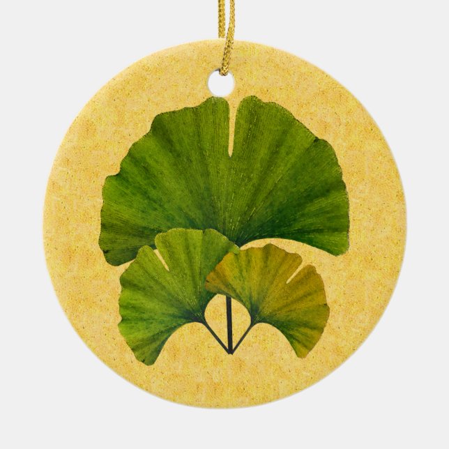 Adorno De Cerámica Arts and Crafts Ginkgo Leaves Design (Frente)