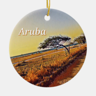Adorno De Cerámica Aruba Divi Divi Trees