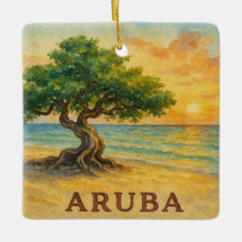 Adorno De Cerámica Aruba Playa Eagle Divi Tree Hora Dorada