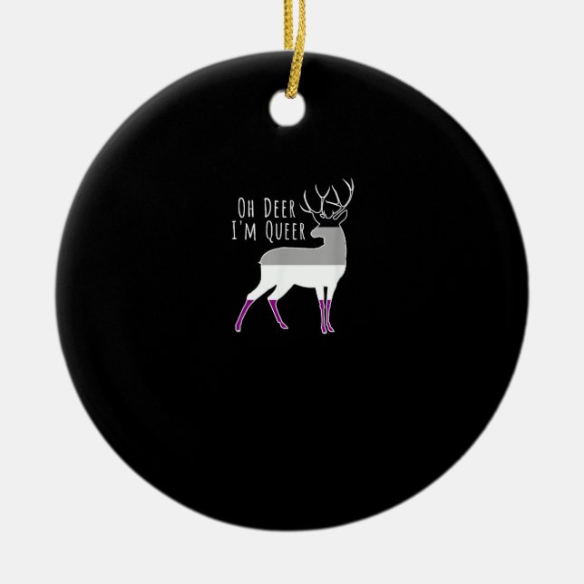 Adorno De Cerámica Asexual Flag Oh Deer Queer Pride Funny LGBT Design (Frente)