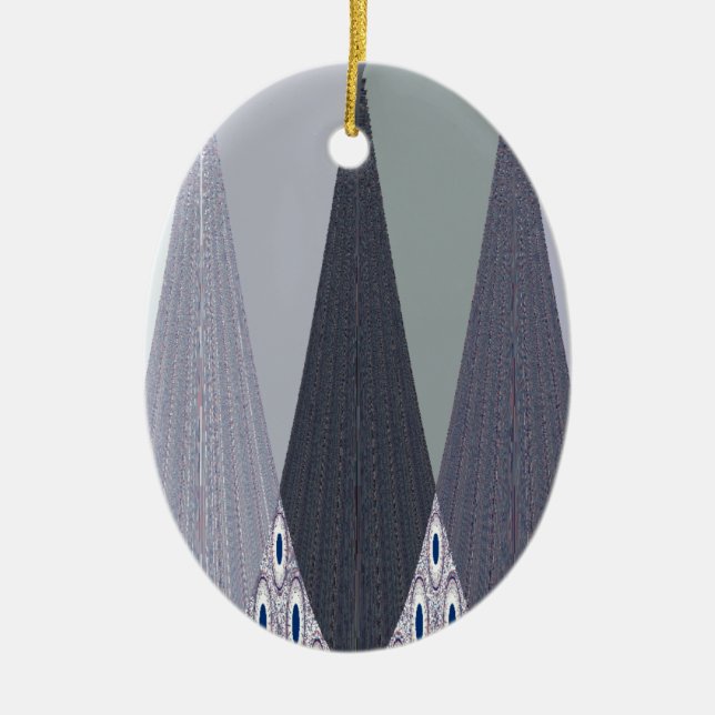 Adorno De Cerámica Ash Gray Chevron Dots Art Print (Frente)