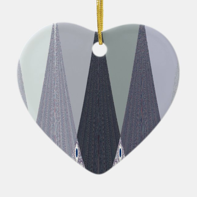 Adorno De Cerámica Ash Gray Chevron Dots Art Print (Frente)