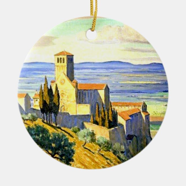 Adorno De Cerámica Asís, Italia - pintura de arte fino (Frente)