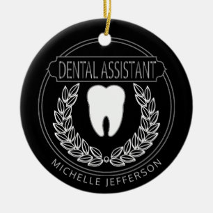 Adorno De Cerámica Asistente para 🦷 dental - Negro, Blanco y Plata