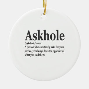 Adorno De Cerámica Askhole Definición Hilarious Gag Dictionary Adulto