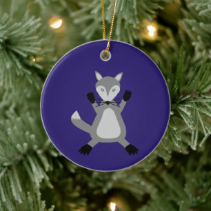 Adorno De Cerámica Asombrosos Navidades Personalizados de Lobo de Hal