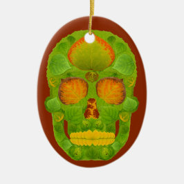 Adorno De Cerámica Aspen Leaf Skull 10