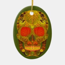 Adorno De Cerámica Aspen Leaf Skull 12