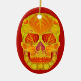 Adorno De Cerámica Aspen Leaf Skull 13