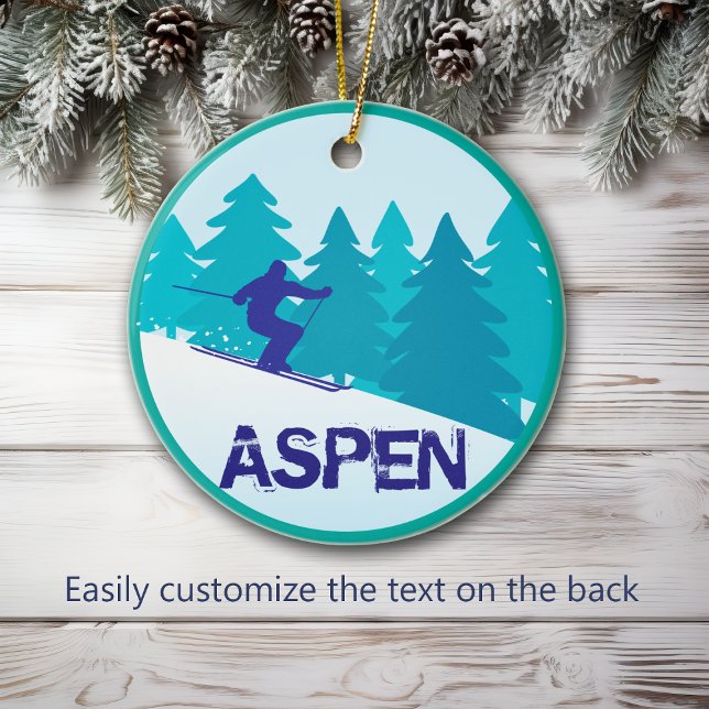 Adorno De Cerámica Aspen Ski Circle Personalizado (Subido por el creador)