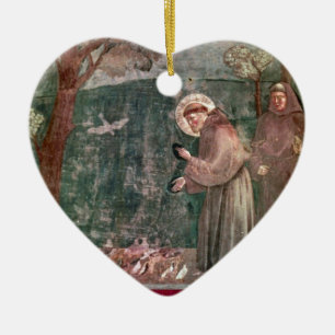 Adorno De Cerámica Assisi, St Francis y los pájaros