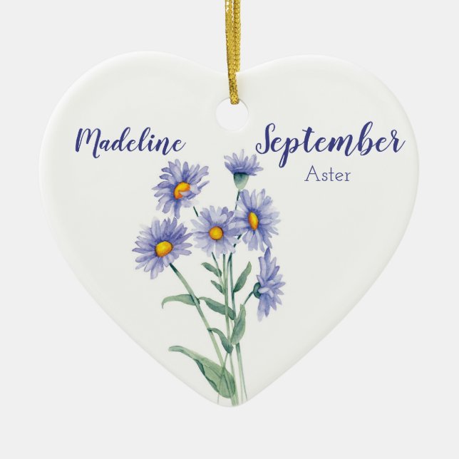 Adorno De Cerámica Aster September Birth Flower (Frente)