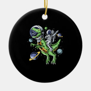 Adorno De Cerámica Astronaut Riding T-Rex Dinosaur Astro T-Rex Space