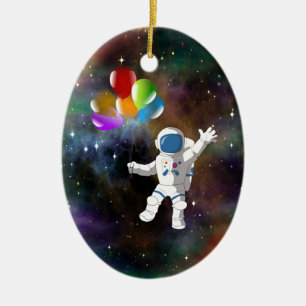 Adorno De Cerámica Astronauta con globos