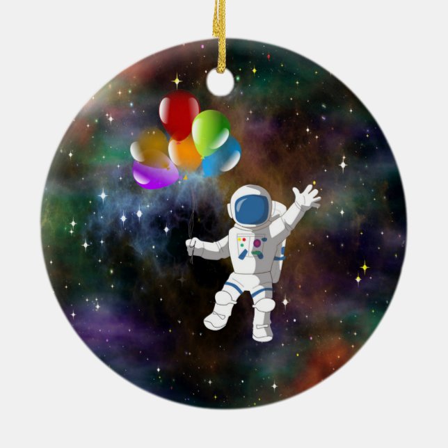 Adorno De Cerámica Astronauta con globos (Atrás)