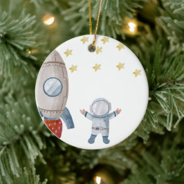 Adorno De Cerámica Astronauta de bebé personalizada Primera Navidad