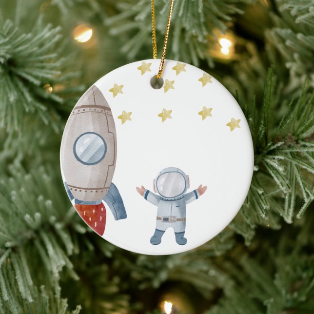Adorno De Cerámica Astronauta de bebé personalizada Primera Navidad (Árbol)