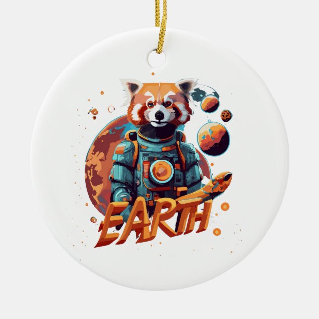 Adorno De Cerámica Astronauta panda roja (Frente)