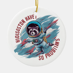 Adorno De Cerámica Astronauta raccoon vintage adorable