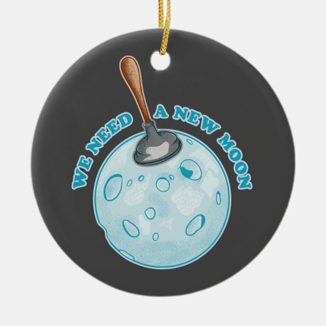 Adorno De Cerámica Astronomía divertida de luna nueva (Frente)