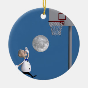 Adorno De Cerámica Astrónomo jugando básquetbol