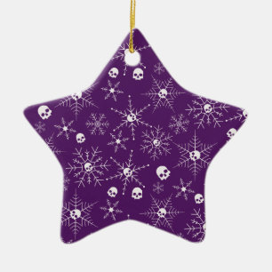 Adorno De Cerámica Asustado cráneo Creepmas Navidades Copos de nieve 